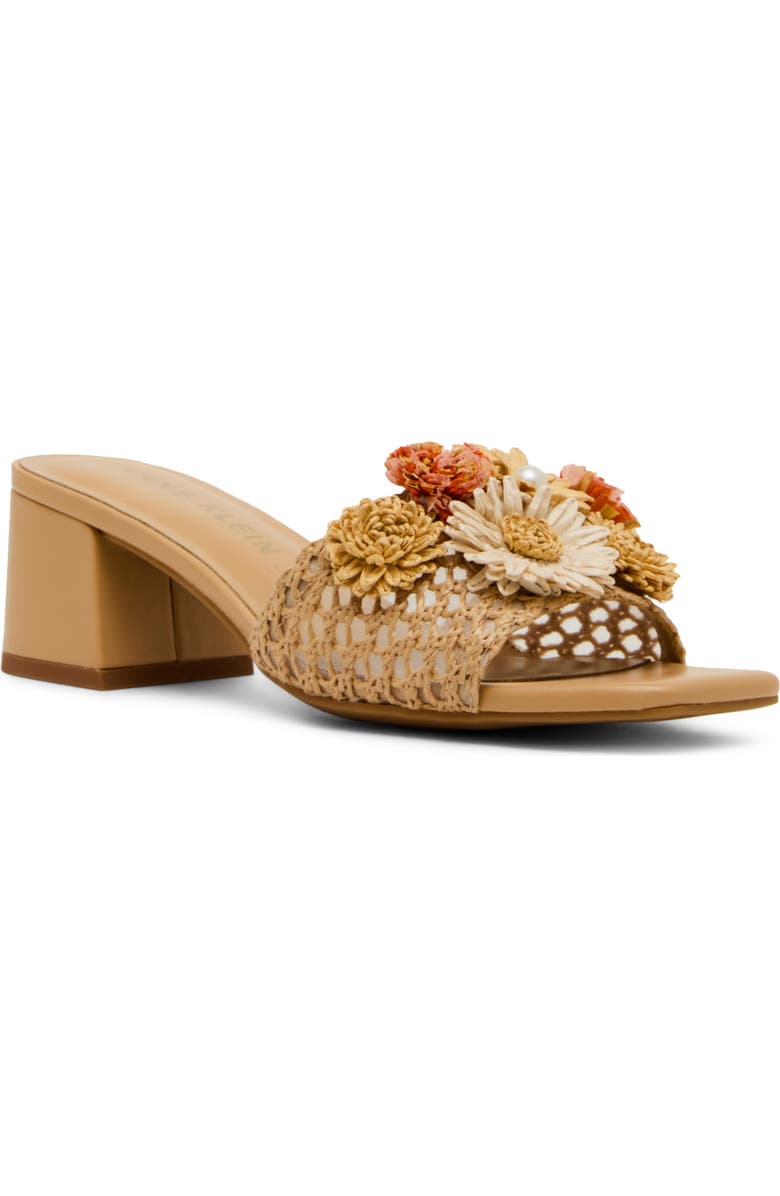 Anne Klein Dia Straw Flower Slide Sandal, Main, color,