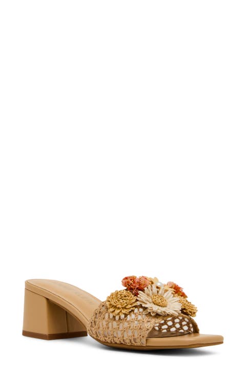 Dia Straw Flower Slide Sandal (Women)