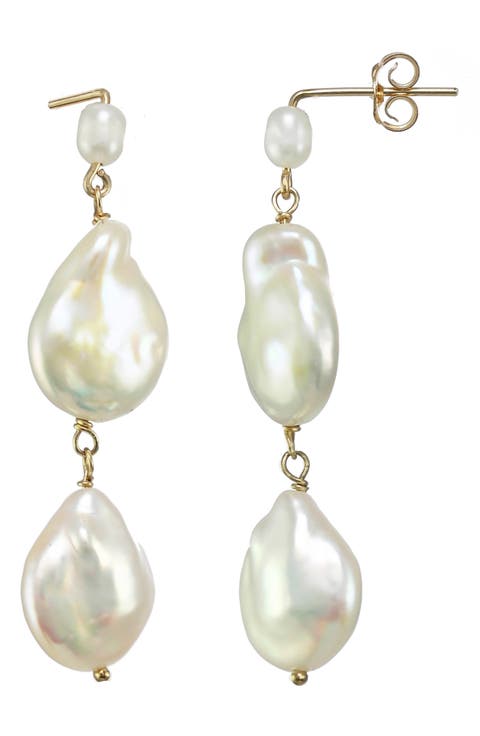 Karo Genuine Pearl Linear Drop Earrings