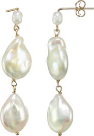 KOZAKH Karo Genuine Pearl Linear Drop Earrings