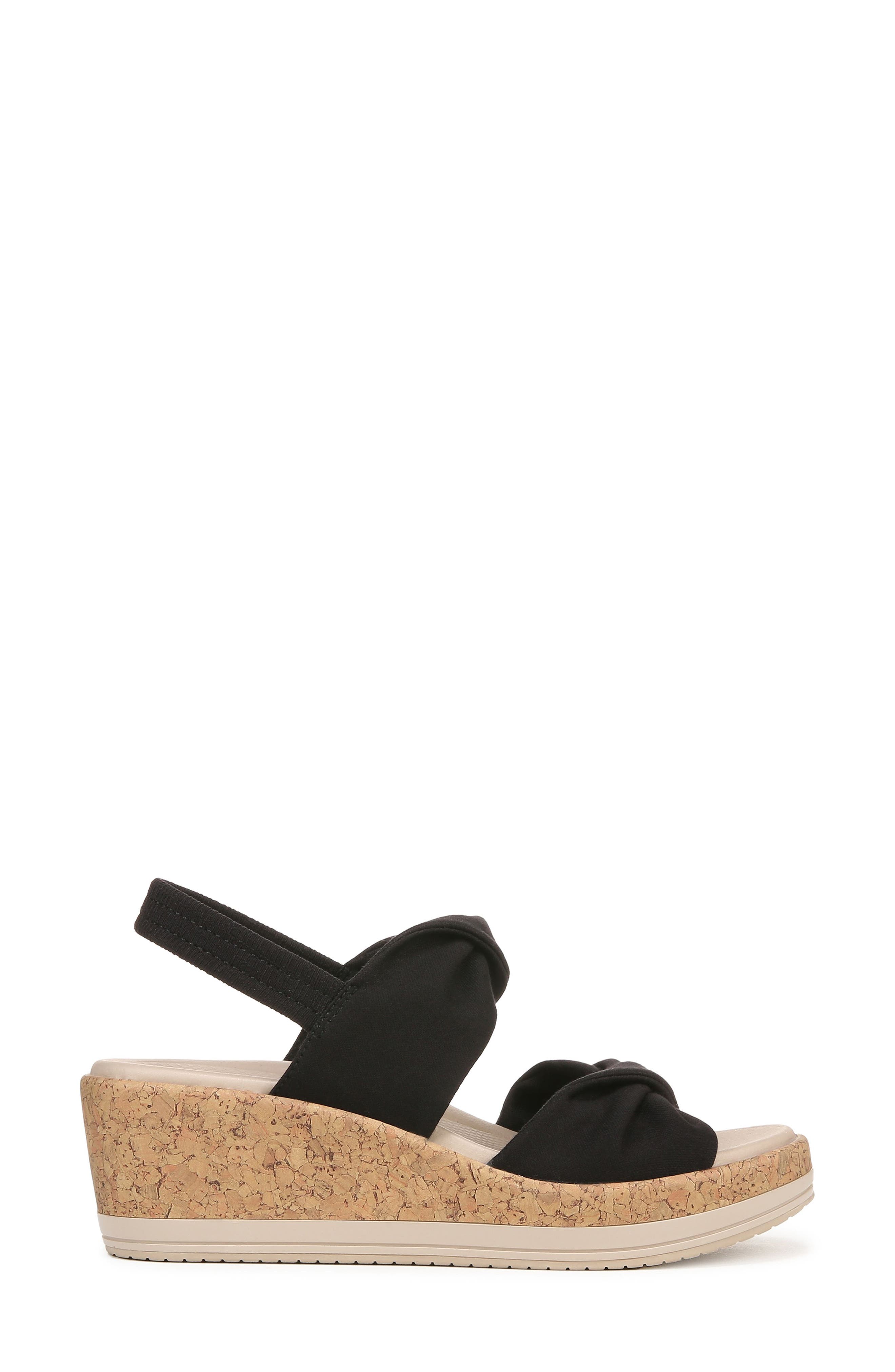 BZees Riley Slingback Wedge - Wide Width Available, Alternate, color, Black Linen Fabric