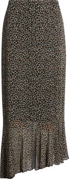 Loveappella Leopard Print Mesh Midi Skirt