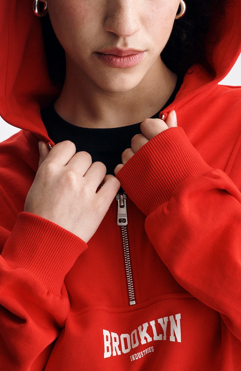 Brooklyn Industries Half Zip Graphic Hoodie, Alternate, color, Goji Berry