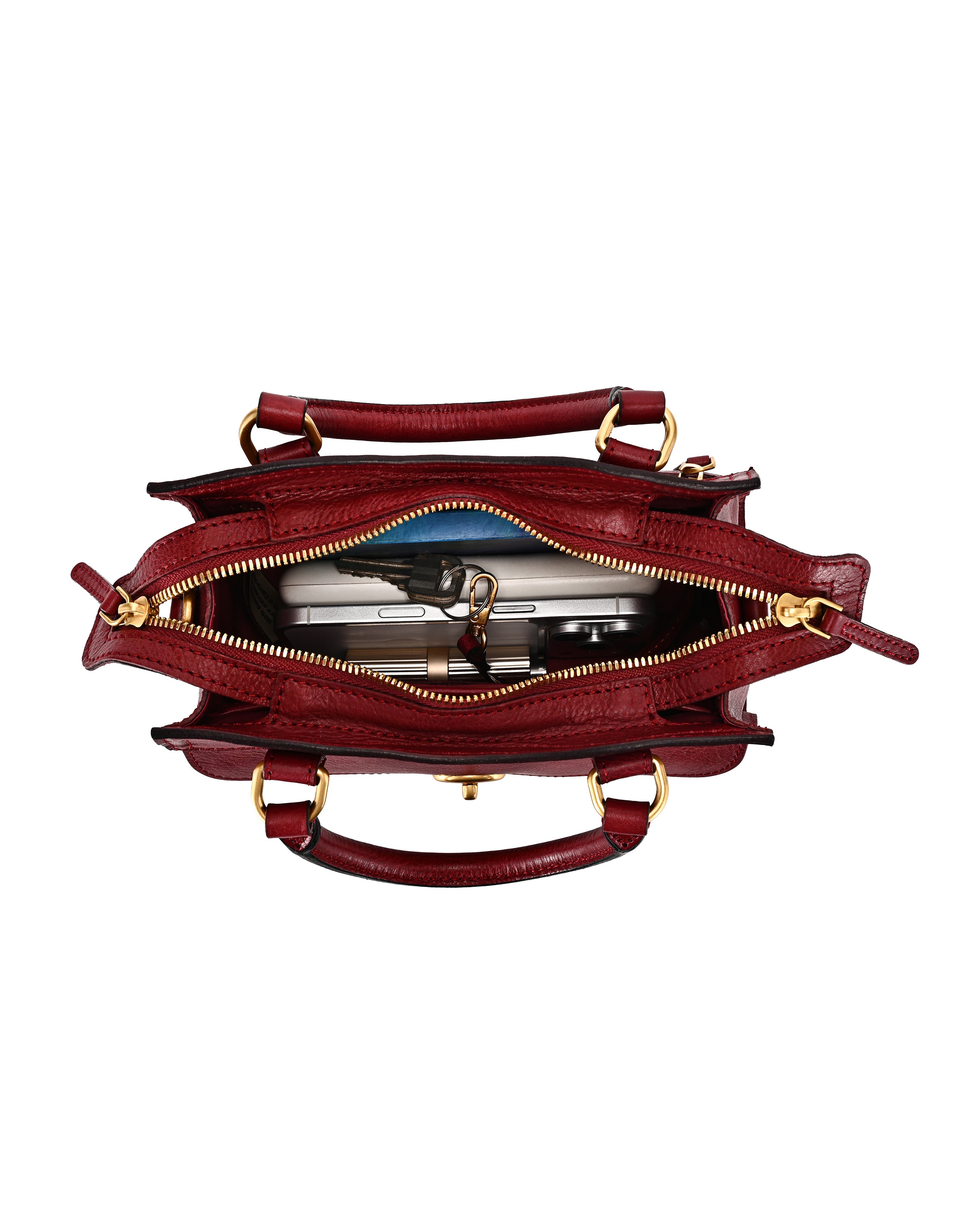 Lockwood Genuine Leather Compact Structured Satchel, Alternate, color, Maroon