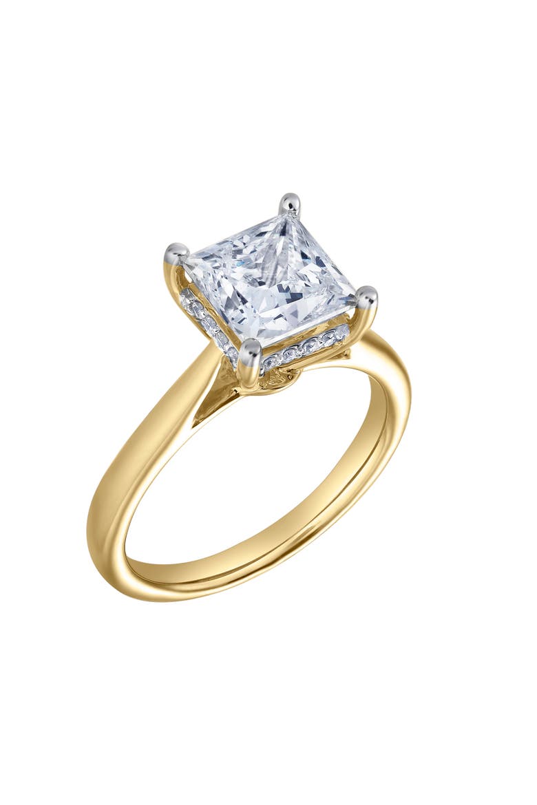 Genoveva 14K Yellow Gold Princess Cut Lab Grown Diamond Hidden Halo Engagement Ring - 2.2 Ct, Alternate, color, 14K Yellow Gold