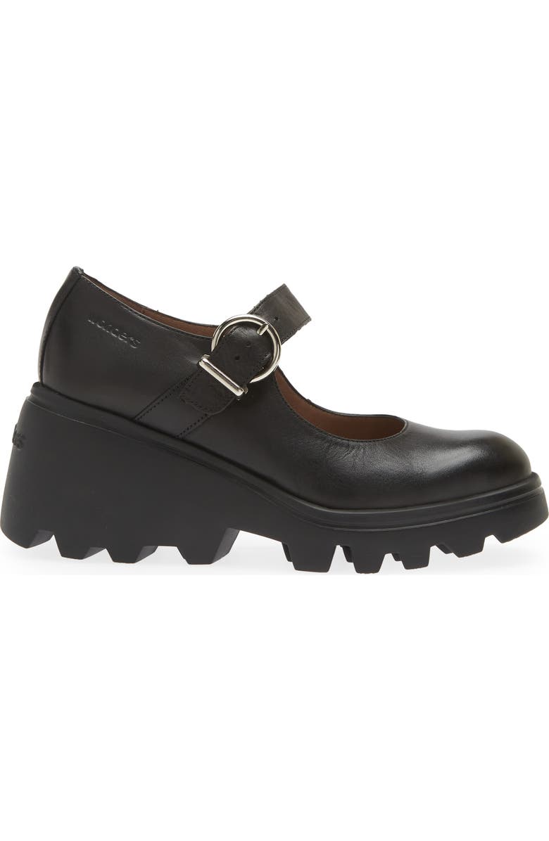 Wonders Wedge Mary Jane, Alternate, color, Black Leather