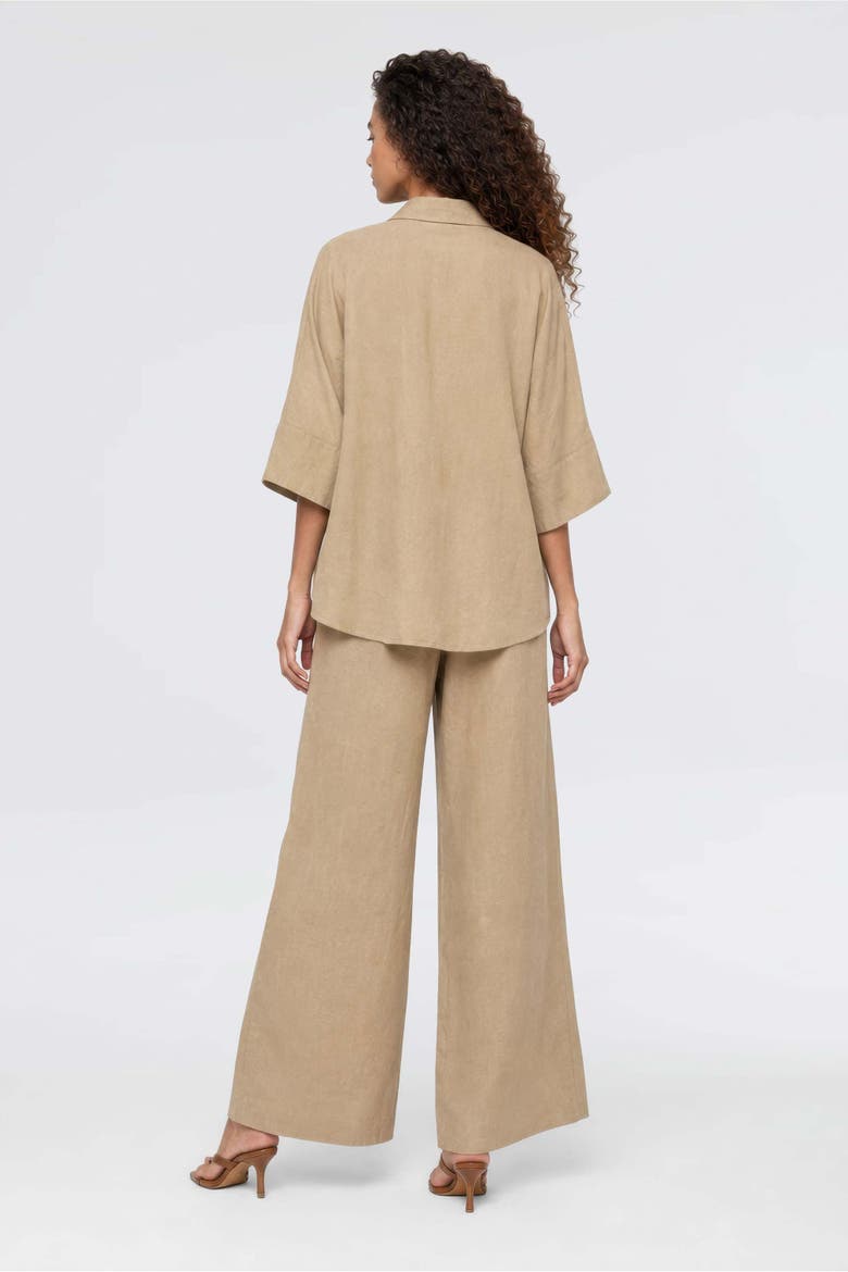 Ciel 100% Linen High-Waist Wide-Leg Pants, Alternate, color, Dark Beige