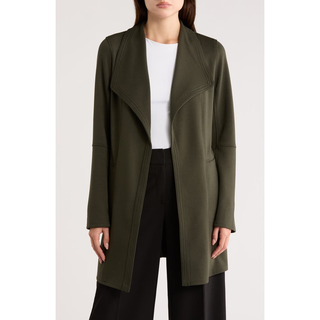 T Tahari Drape Front Scuba Knit Jacket In Green