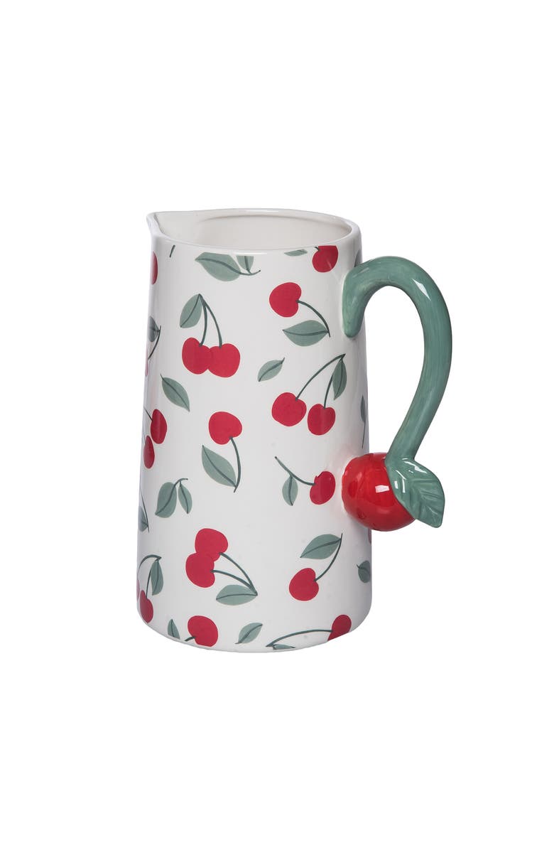 Transpac Dolomite Cherry Pitcher Multicolored for Spring Serving and Entertaining, Alternate, color, Multicolored