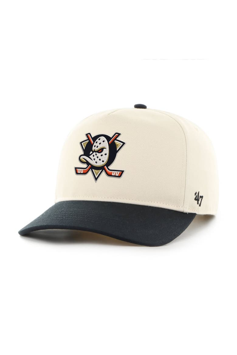 Men's '47 Cream/Black Anaheim Ducks Logo Hitch Adjustable Hat, Main, color, Cream