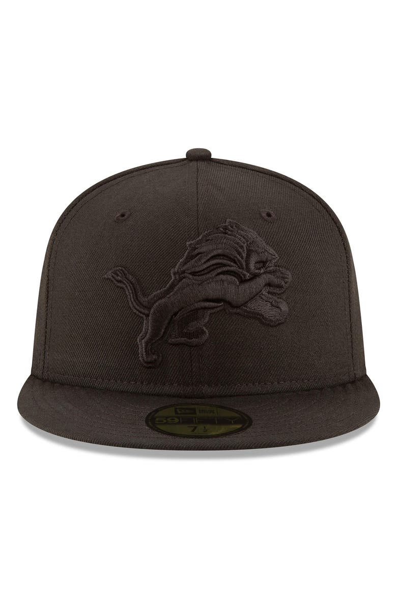 New Era Men's New Era Detroit Lions Black on Black 59FIFTY Fitted Hat, Alternate, color, Black