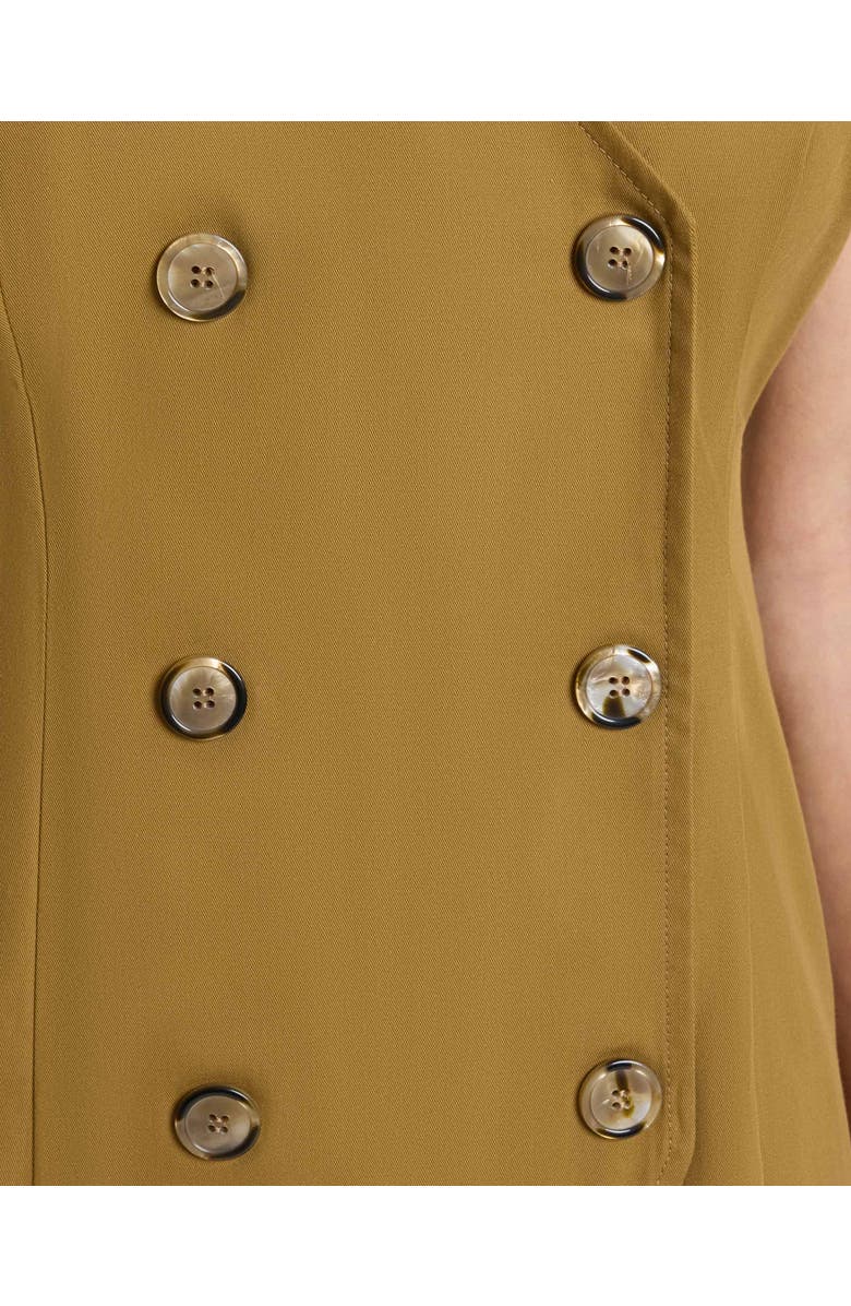 Santorelli DEE Sleeveless Double Breasted A-Line Dress with Asymmetric Skirt Panel in Stretch Cotton, Alternate, color, Coconut