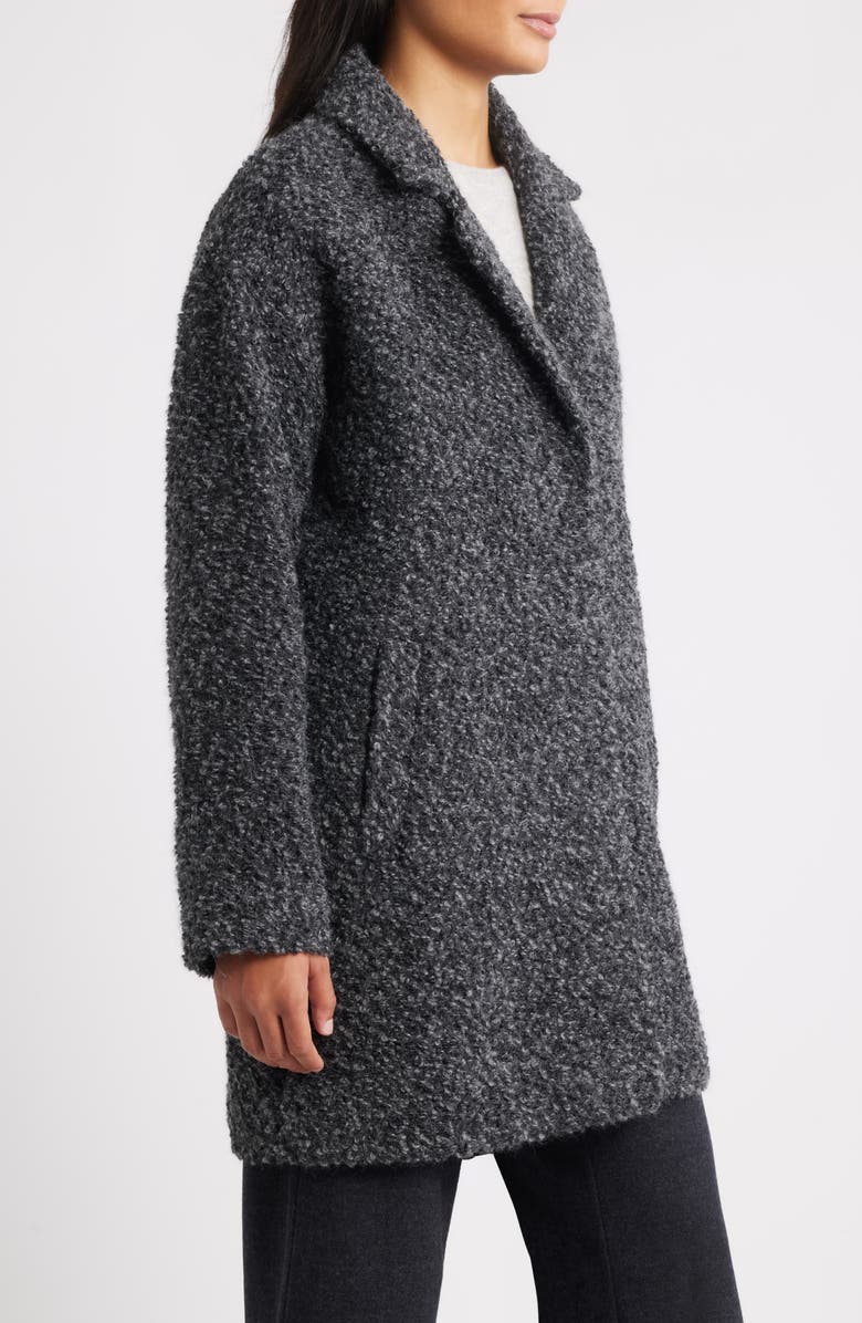 Eileen Fisher Alpaca & Wool Blend Faux Shearling Coat, Alternate, color, Charcoal Ash