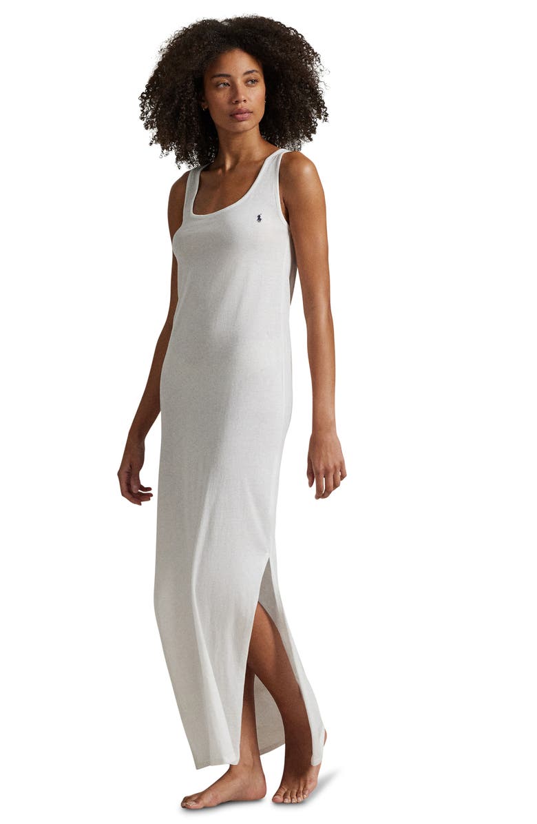 Polo Ralph Lauren Scoop Neck Sleeveless Cotton Nightgown, Alternate, color, White Cloud