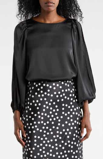 Renee C Cutout Long Sleeve Satin Top