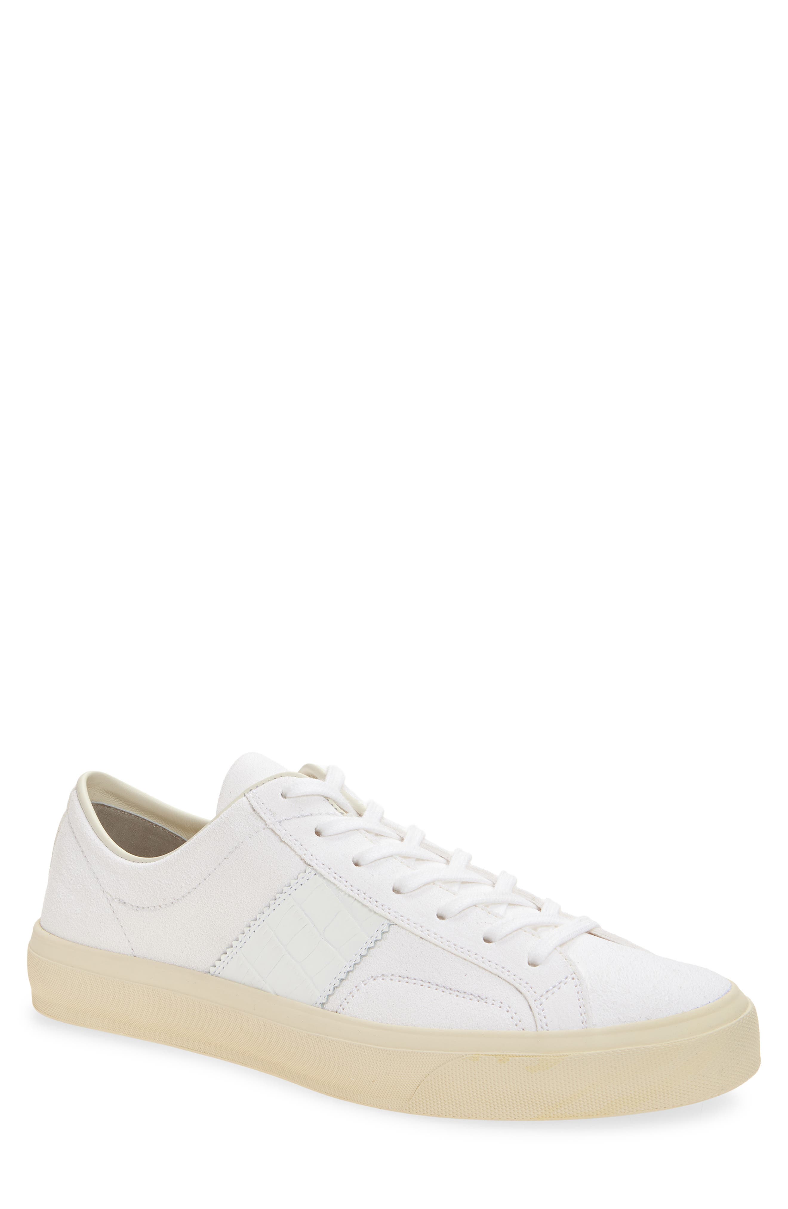 TOM FORD Cambridge Low Top Sneaker, Main, color, Optical White/ Cream