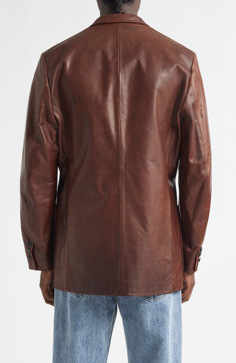 Second Layer Saico Leather Blazer, Alternate, color, Brown