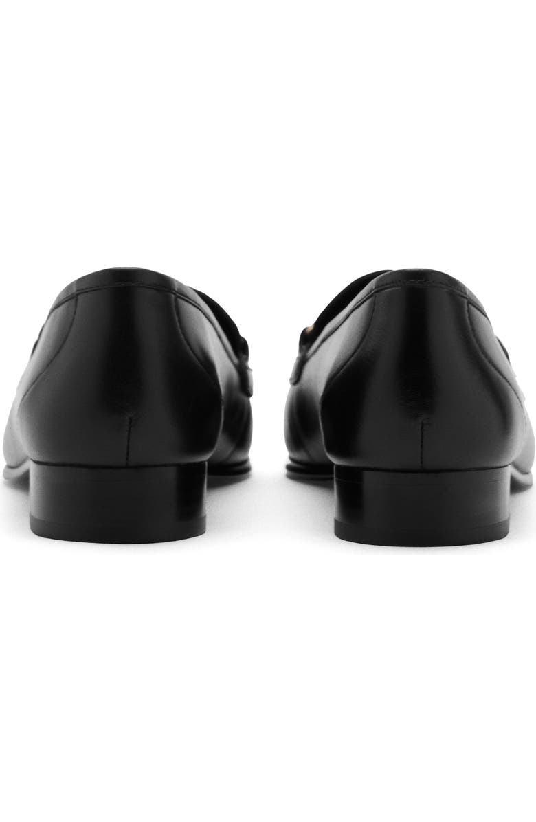 MANGO Buckle Leather Apron-Toe Flat, Alternate, color, Black