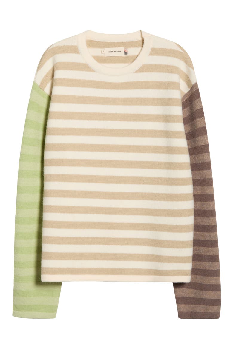 Mixed Stripe Sweater, Alternate, color, BONE
