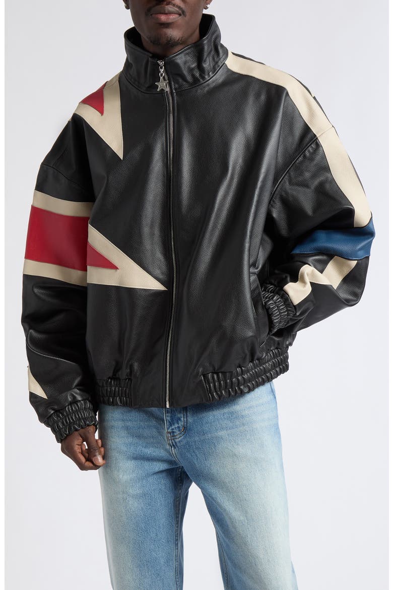 MVP Leather Bomber Jacket, Main, color, BLACK PEBBLED LEATHER