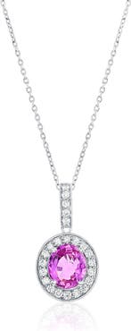 SOUZANA by Suzy Levian 14K Gold Pink Sapphire & White Diamond Solitaire Pendant Necklace