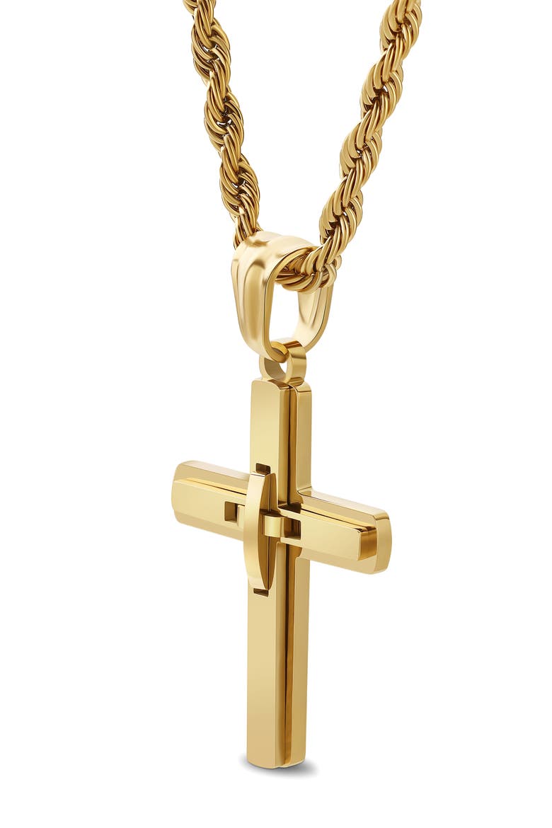 Men's Cross Pendant Necklace, Alternate, color, GOLD