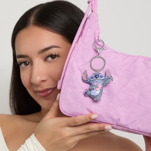 Disney Stitch Sparkle Charm Heart Keychain In Gray