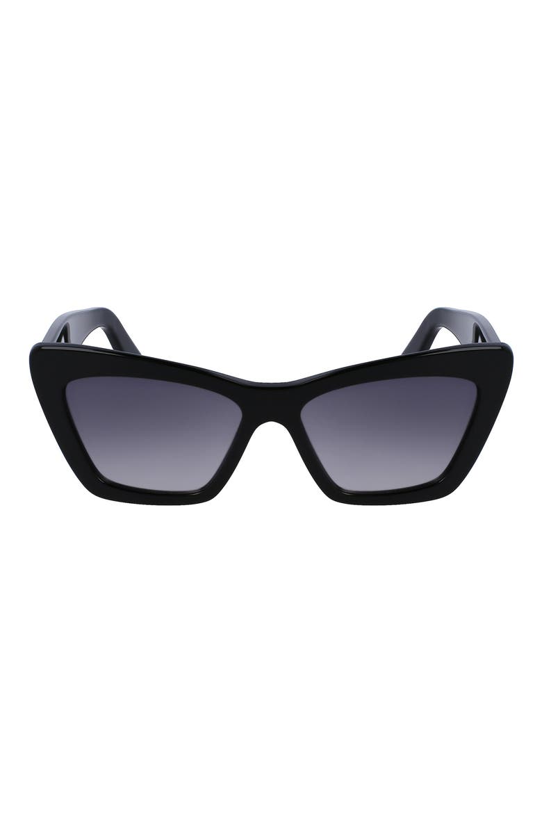 55mm Gradient Rectangular Sunglasses, Main, color, BLACK