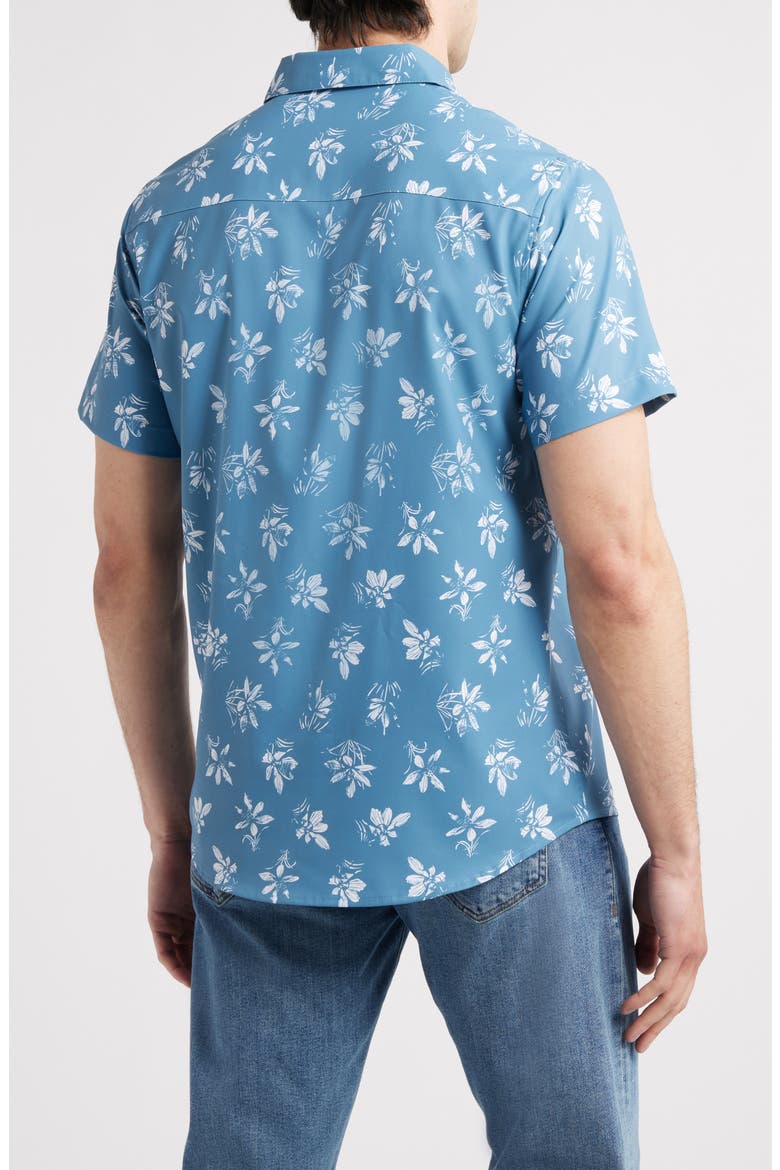 Seamate Floral Short Sleeve Button-Up Shirt, Alternate, color, CAPTAINS BLUE