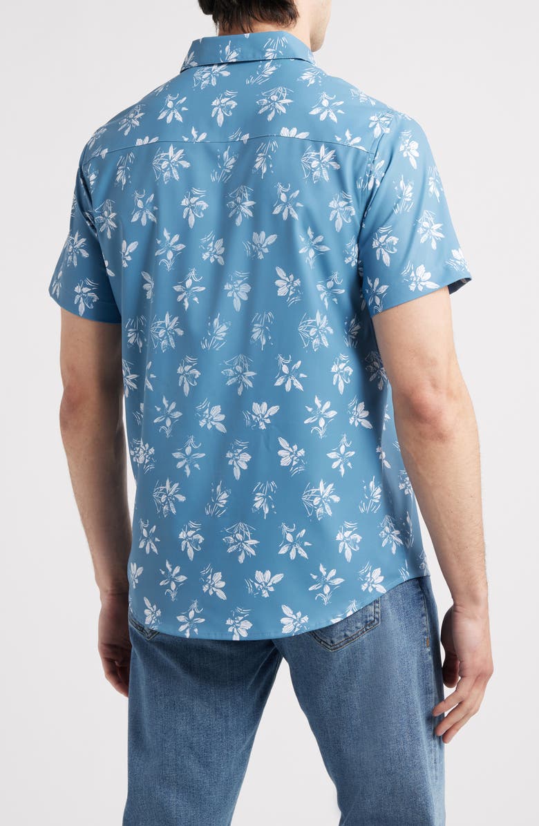 TravisMathew Seamate Floral Short Sleeve Button-Up Shirt, Alternate, color, Captains Blue