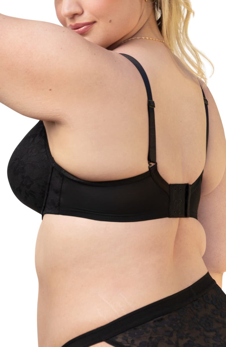 Curvy Couture No Show Underwire Lace Plunge T-Shirt Bra, Alternate, color, Black Hue