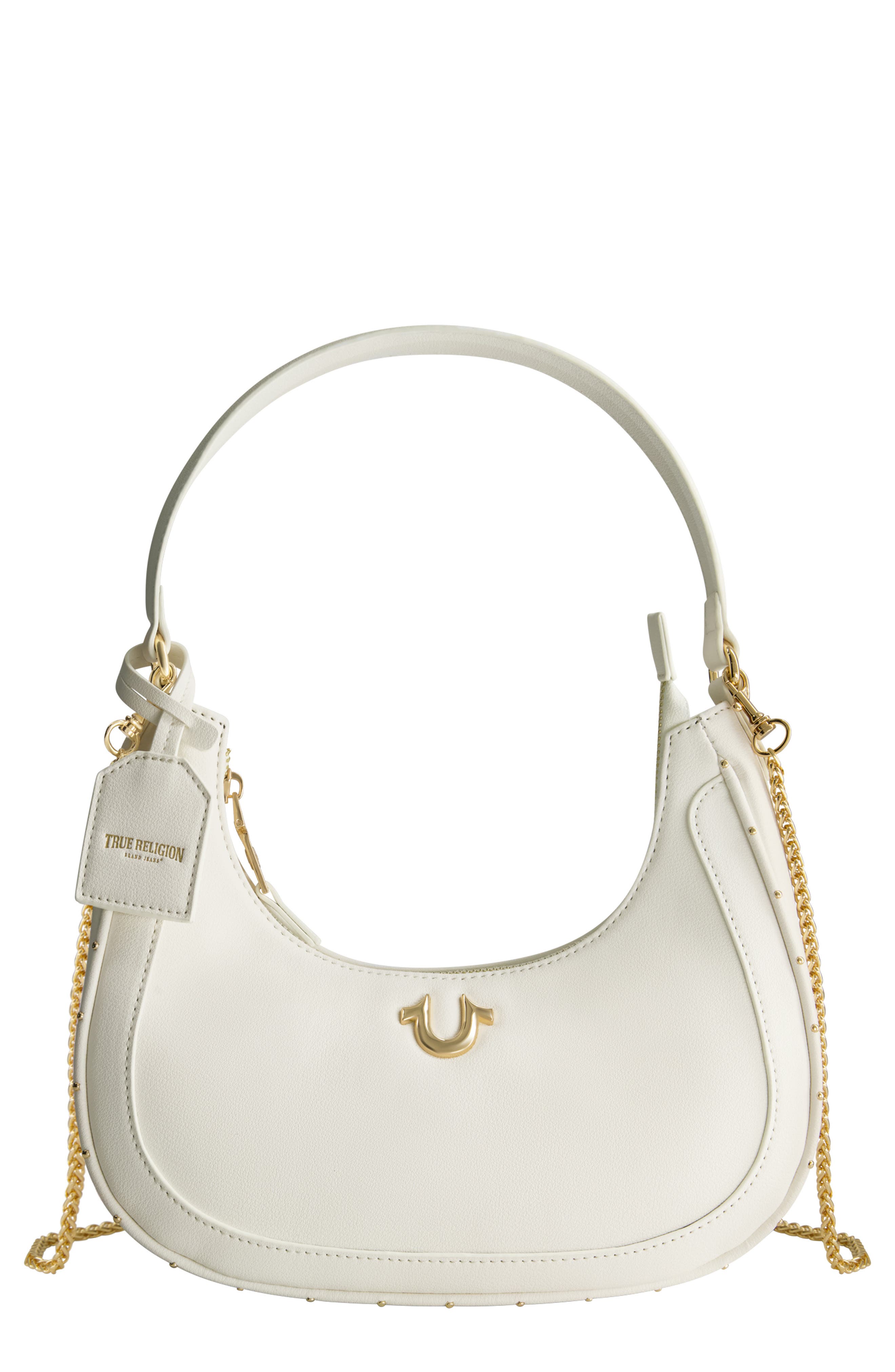 Zip Top Crescent Hobo Bag, Main, color, WHITE