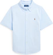 Polo Ralph Lauren Kids' Short Sleeve Cotton Piqué Button-Down Shirt