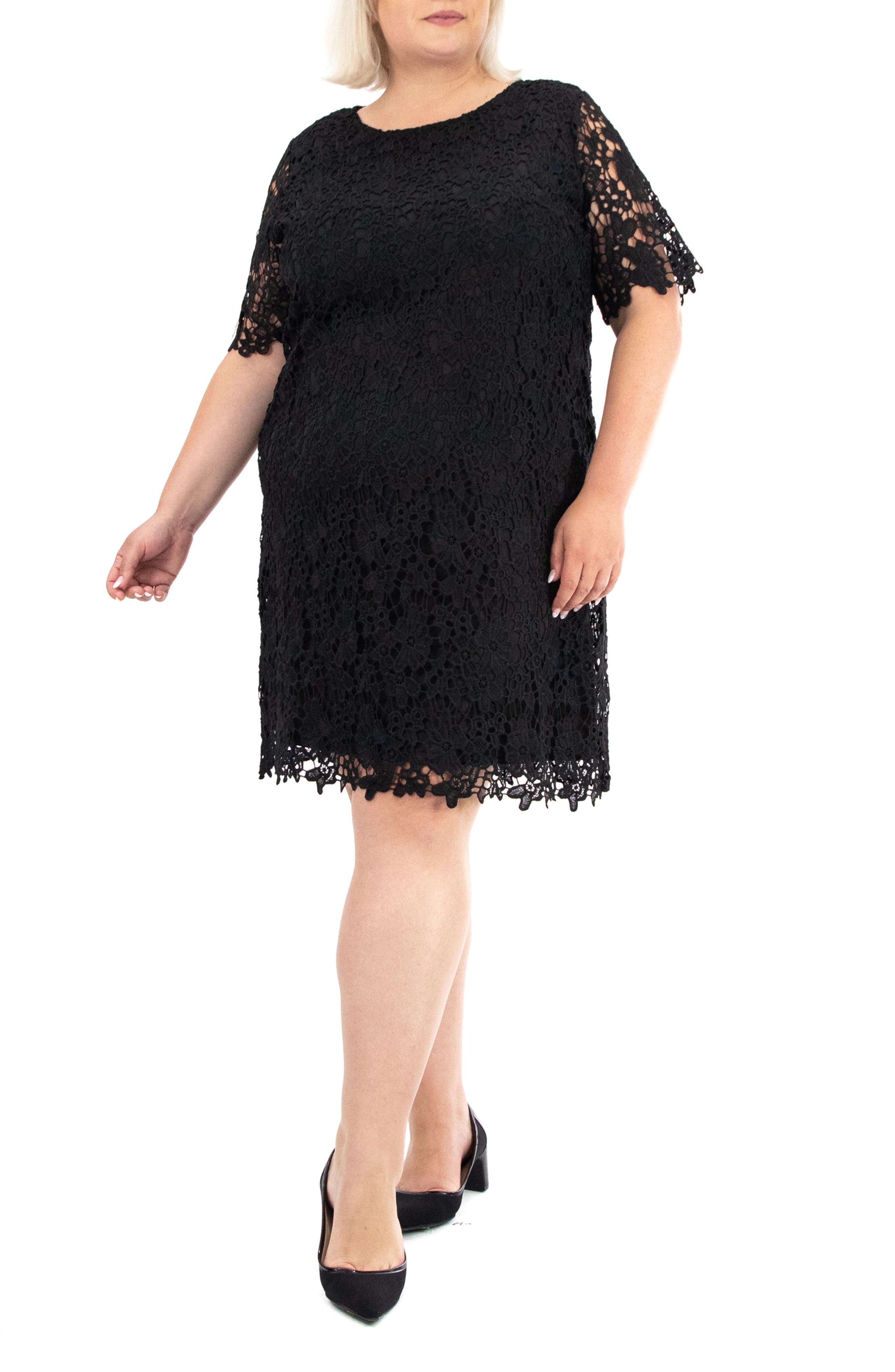 Nina Leonard Crochet Lace Sheath Dress
