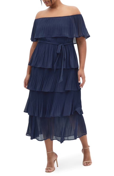 Night Garden Pleated Tiered Maxi Dress