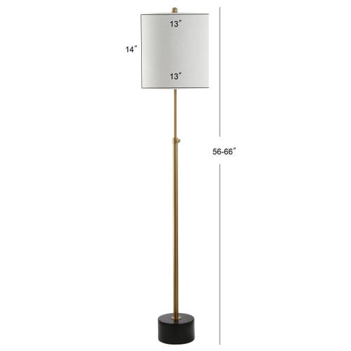 Jonathan Y Crosby 66" Adjustable Height Metal Led Floor Lamp, Brass/black Marble In Brass Gold/black