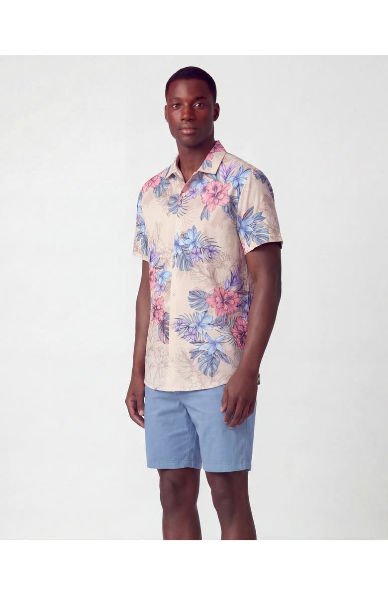 Lords of Harlech Exotic Floral Mens Linen Printed Shirt, Alternate, color, Exotic Floral Natural