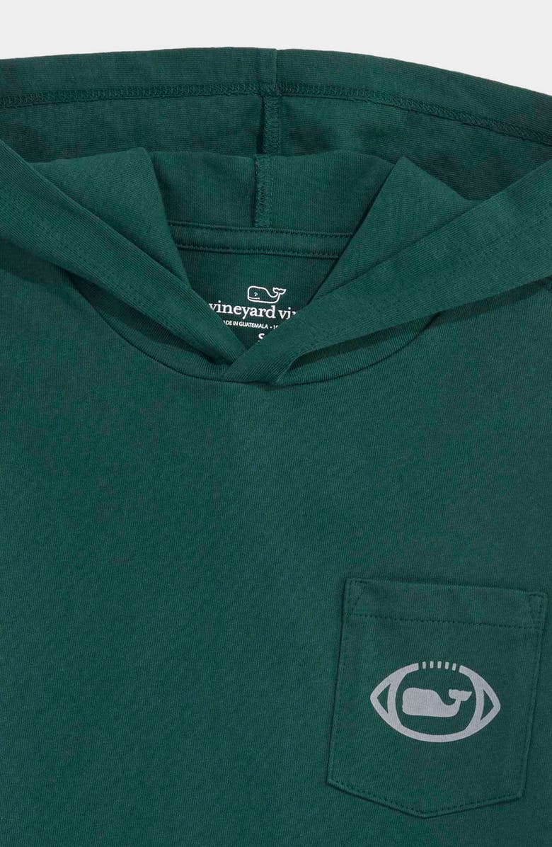 vineyard vines Kids' Football Whale Cotton Graphic Hooded T-Shirt, Alternate, color, 