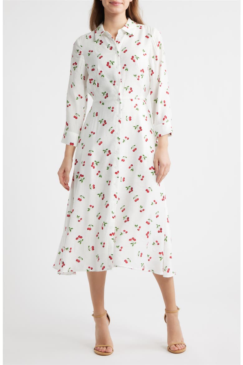 cherry print shirt dress b+ab cherry-print Collared Mini Shirt Dress | White