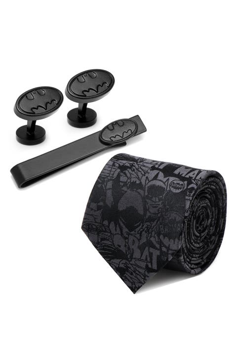 The Dark Knight Batman Silk Tie, Tie Bar & Cuff Links Gift Set