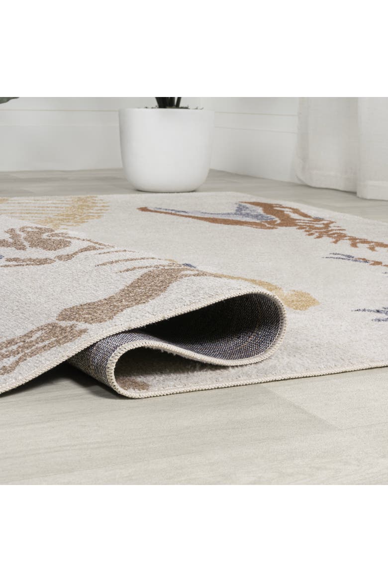 Kingdarr T-Rex Modern Kids Machine-Washable Area Rug, Alternate, color, Cream/Multi