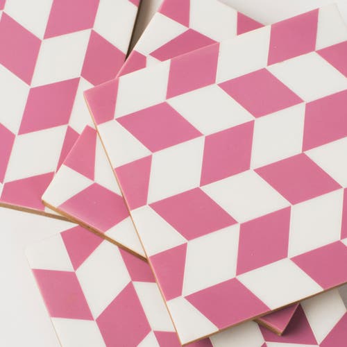 Mela Artisans Rosette Pink And Ivory Coasters