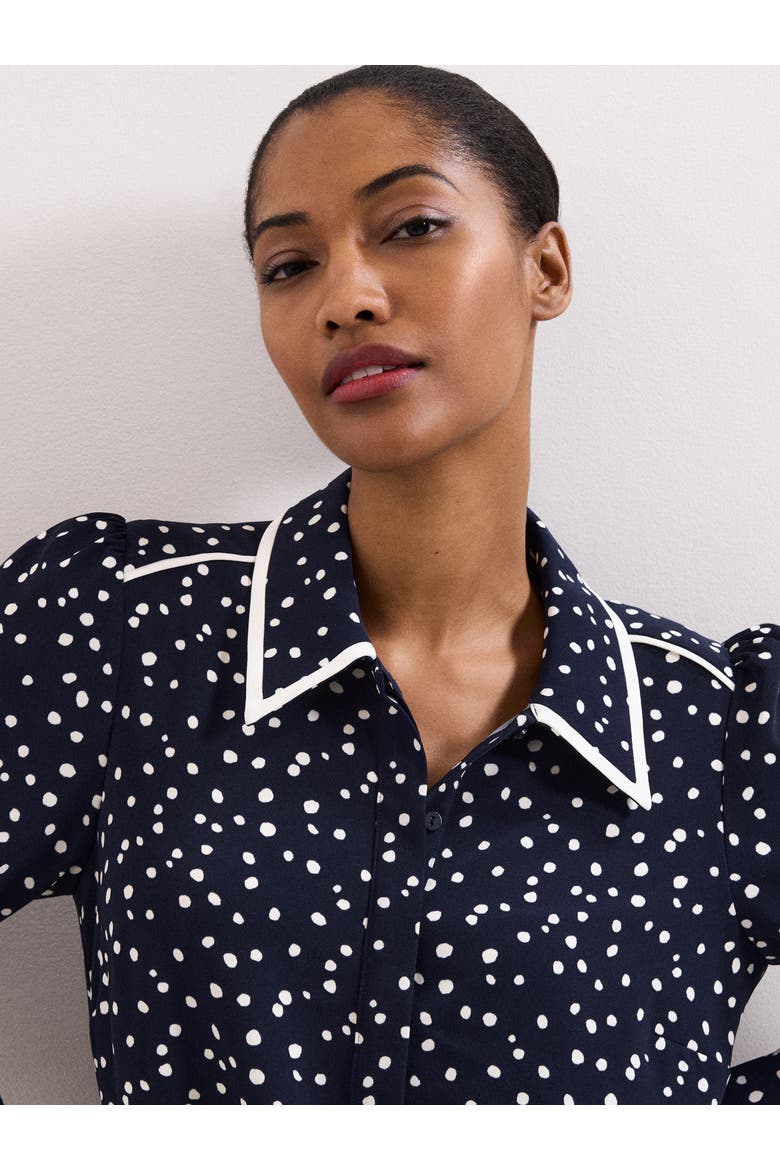 Collared Mini Tunic Dress, Alternate, color, Navy/Ivory