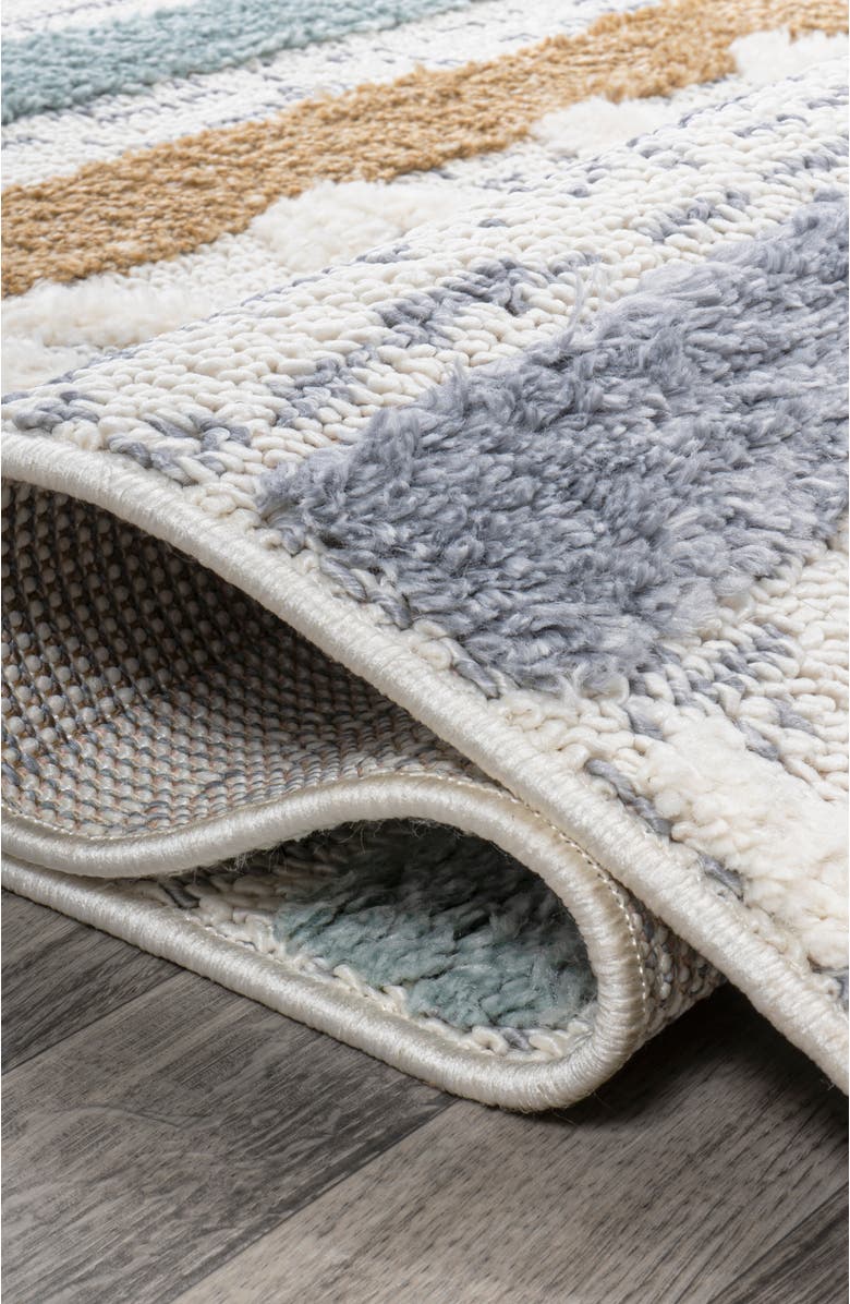 JONATHAN Y Faiza Moroccan Striped Geometric High-Low Area Rug, Alternate, color, Multi/Cream