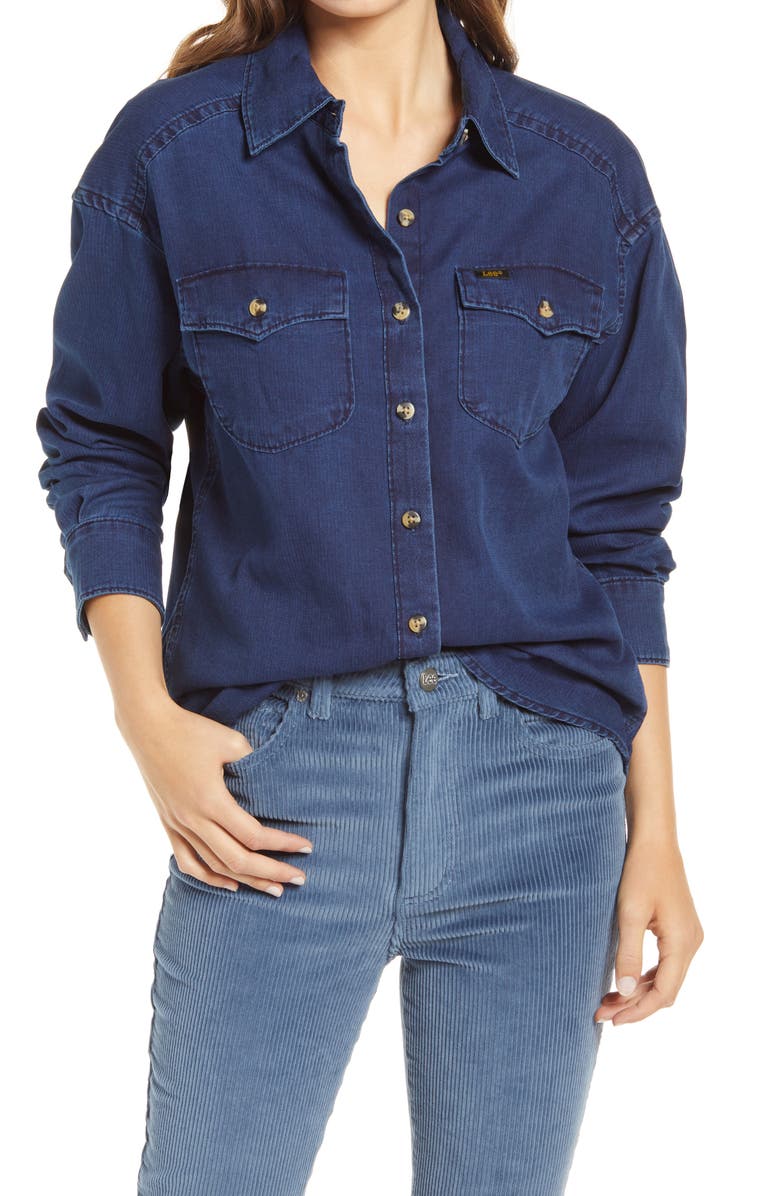 Lee Frontier Western Button Front Denim Shirt, Main, color,