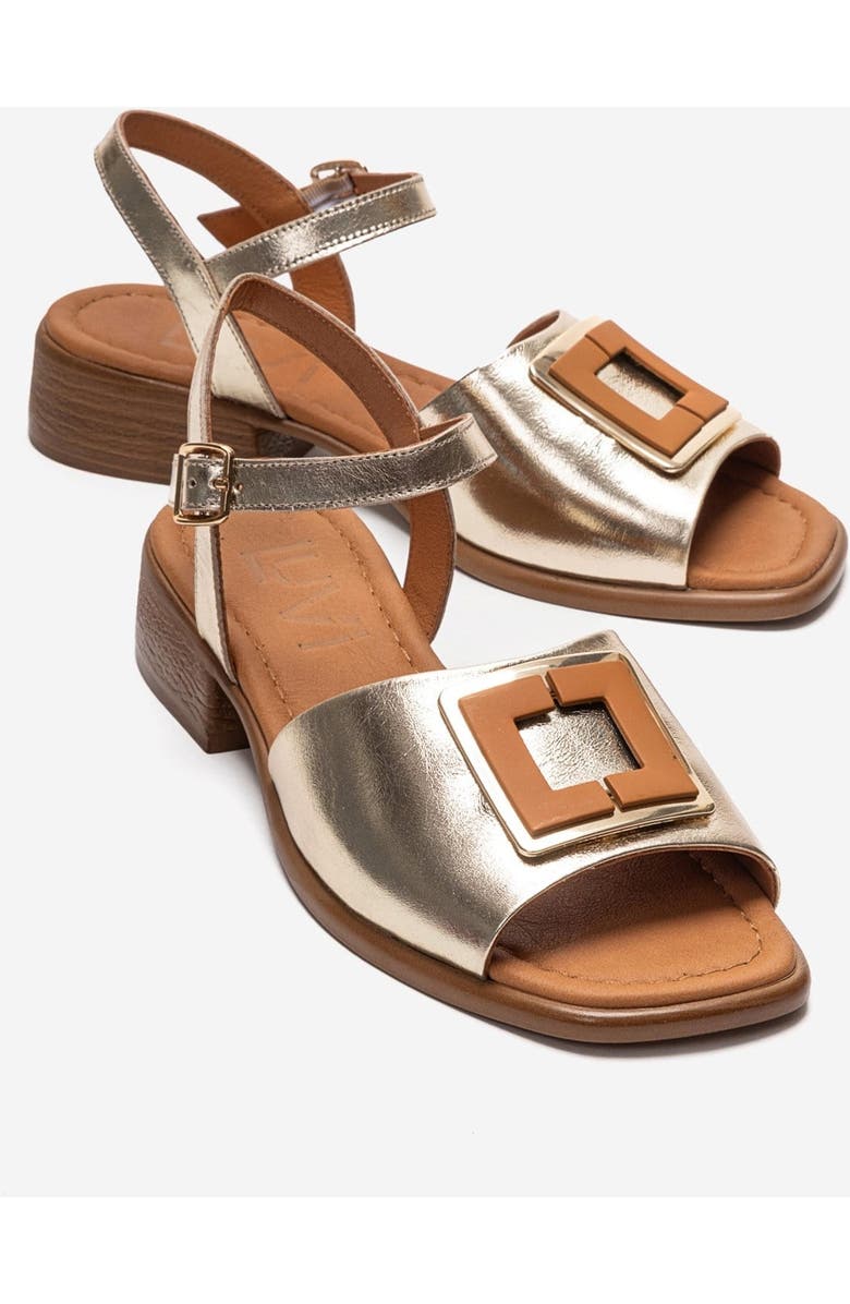 Forever & Always Shoes Svelte Leather Buckle Sandal, Main, color, Gold