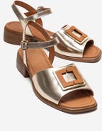 Forever & Always Shoes Svelte Leather Buckle Sandal