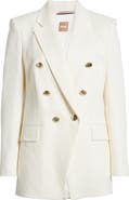 BOSS Jatera Double Breasted Linen Blend Blazer