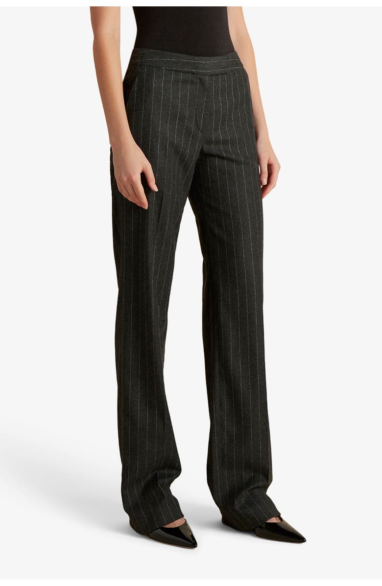 Marina Moscone Wool Pinstripe Tailored Trouser, Main, color, Charcoal/Camellia