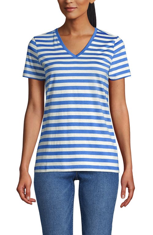 Lands' End Plus Size Relaxed Supima Cotton V-neck T-shirt In Blue